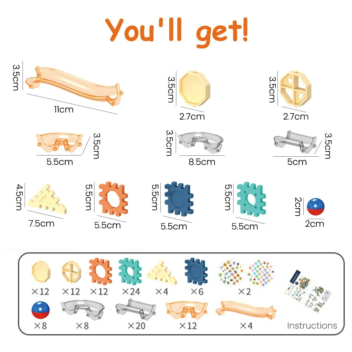 Marble Run 125Pcs Building Blocks for Kids